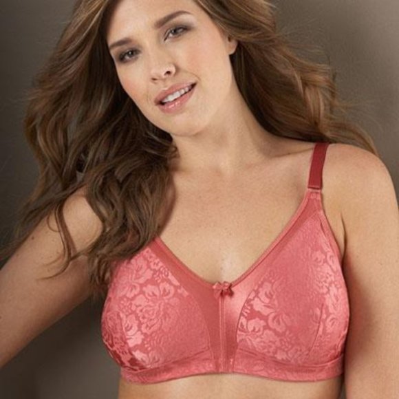 Glamorise 56A 56B Plus-Size Bra Stretch-to-Fit Satin Cups Wicks Coral Size 56A/B - Picture 12 of 16